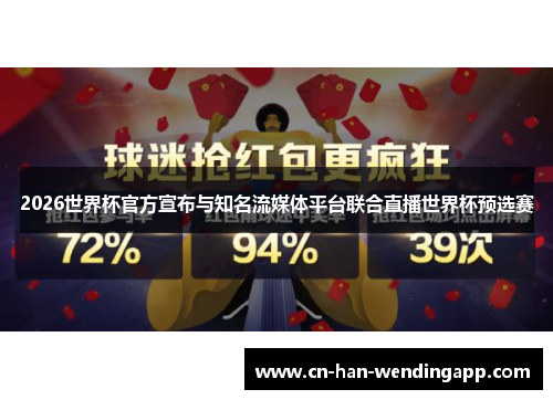2026世界杯官方宣布与知名流媒体平台联合直播世界杯预选赛 2026世界杯官方宣布与知名流媒体平台联合直播世界杯预选赛